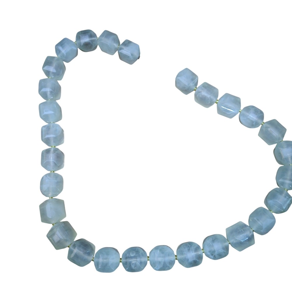 Chunky Faceted Seafoam Green Lucite Bead Statement Necklace Toggle Clasp